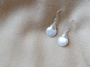 Sterling silver ear hooks with coin pearls