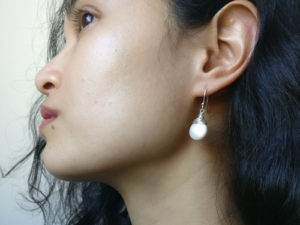 Sterling silver ear hooks with coin pearls