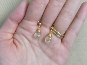 Rutilated quartz earring studs