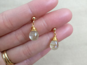 Rutilated quartz earring studs