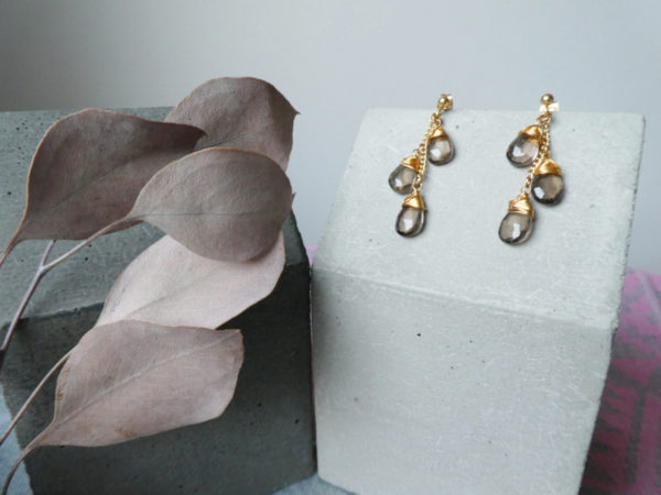 Smoky quartz cluster earrings
