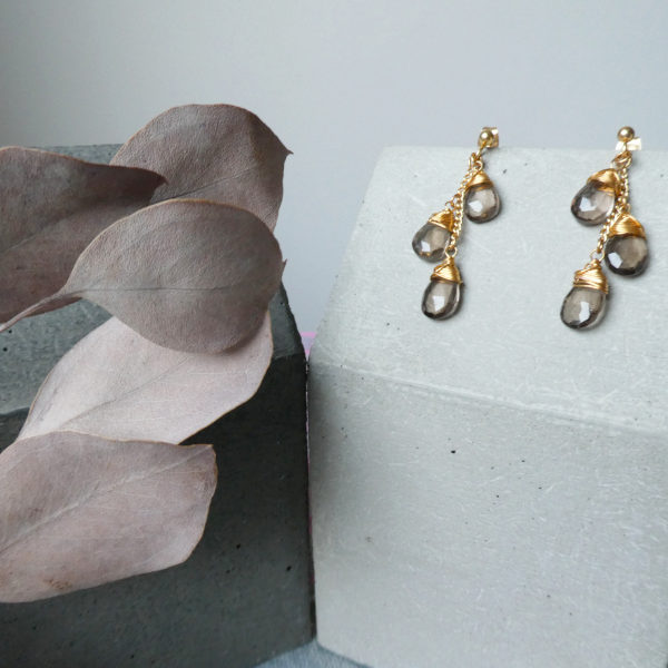 Smoky quartz cluster earrings