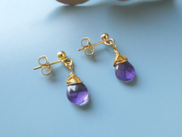 Amethyst on gold plated wire and studs