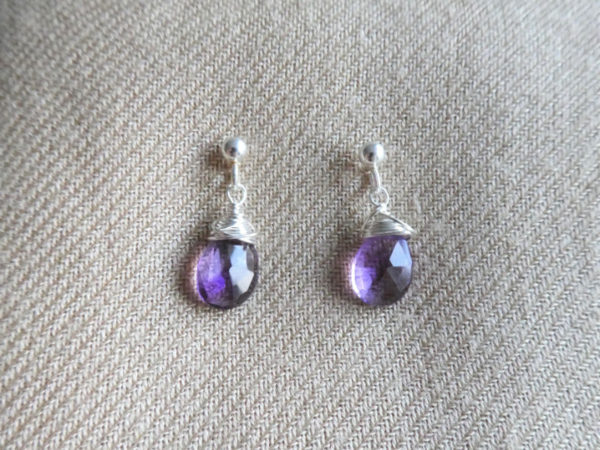 Amethyst of sterling silver wire and studs