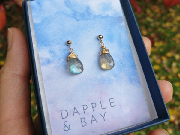 Labradorite on gold plated wire and studs