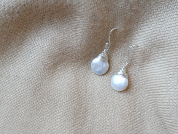 white pearls on sterling silver wire and hooks